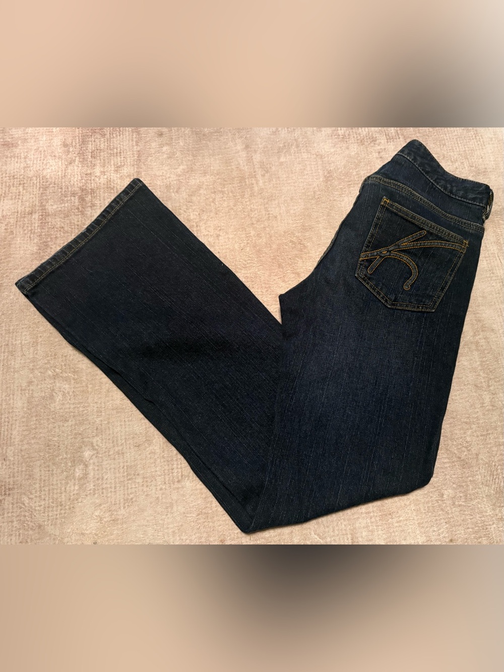 Michael Kors Dark Blue Bootcut Jeans with Signature Pocket Stitch Sz 4